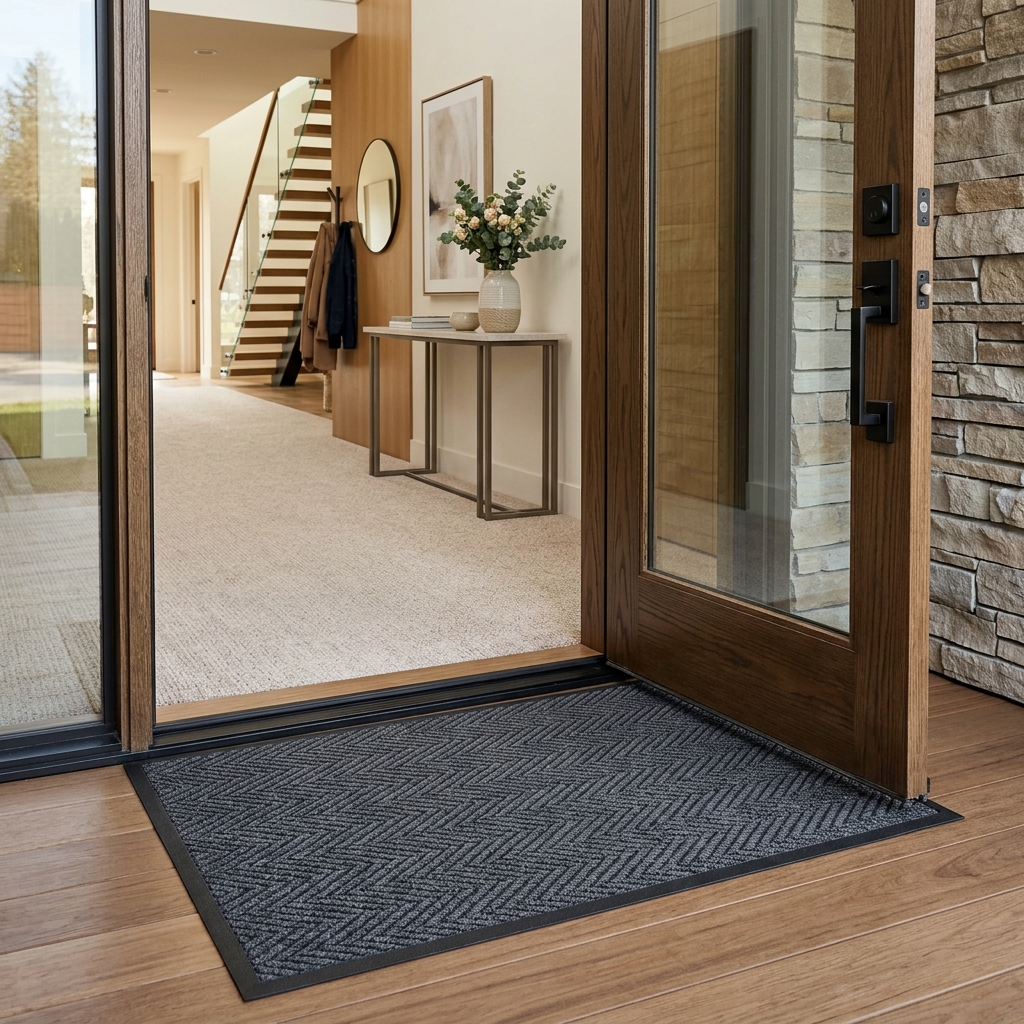Paillasson à l'entrée pour protéger le tapis